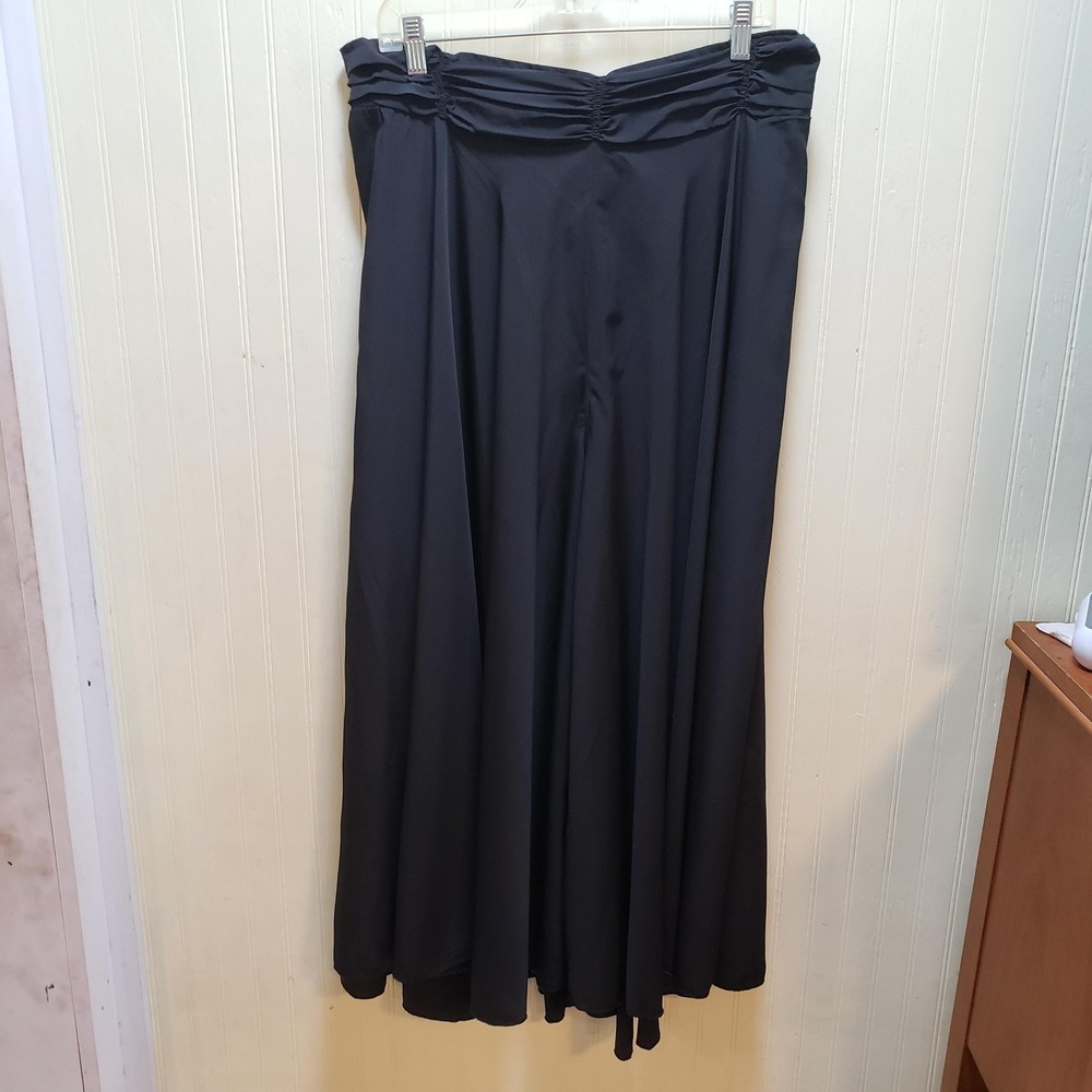 LASCANA For VENUS Pants Womens L Black Satin Harem Pull On Elastic Waist Pockets